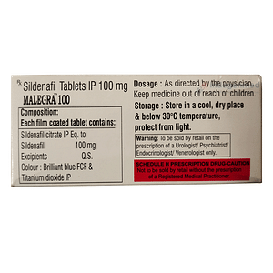 Malegra Sildenafil Citrate 100mg Tablets